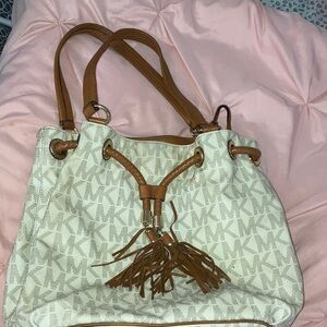 Michael Kors Cream and Tan Shoulder Bag